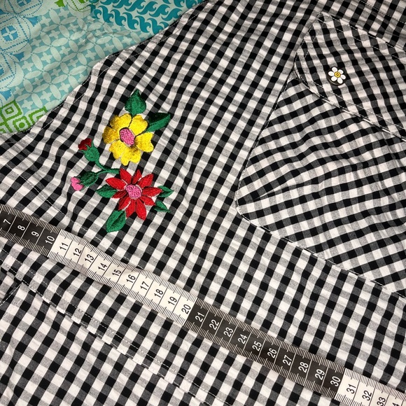 Teddy Fresh Black and White Gingham Jumpsuit with Floral Embroidery - Picture 6 of 14